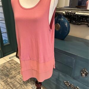 NWT LOFT Coral/Pink Layered Tank/Tunic Stretchy Soft Rayon Top Women’s Lg